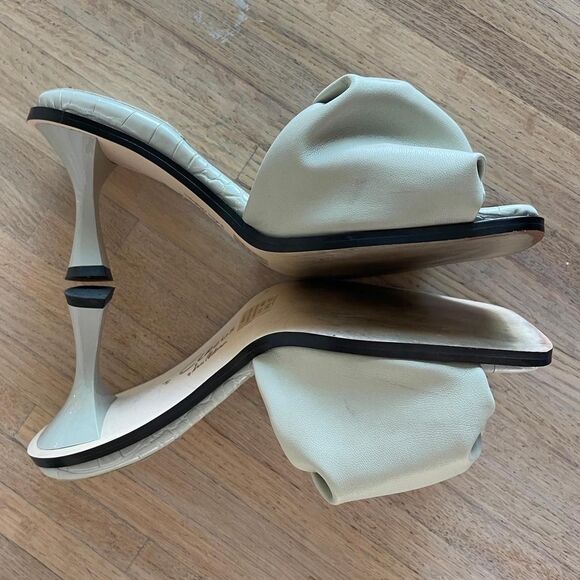 Circus by Sam Edelman Ruched Leather Slip-On Heels Croc Insole Sandals Size 6.5 - Picture 2 of 8